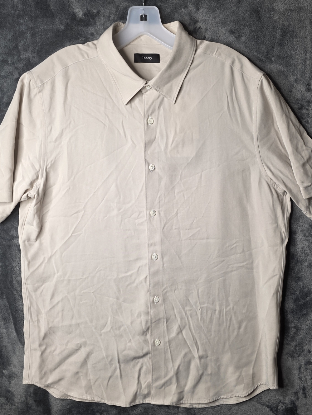 Theory Irving Short Sleeve Lyocell Button-Up Shirt Mens L.